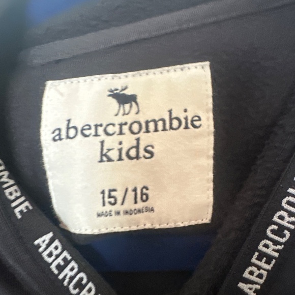 Abercrombie Kids Black Pullover Hoodie - Size 15/16 - Moose Logo - Picture 3 of 3